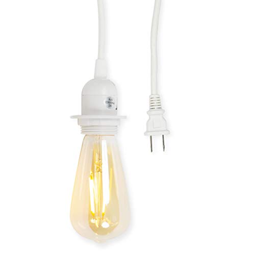 Рустикална државна ткаенина кабел за висина за ламба за приврзоци - 15 стапки Декоративен плетенка флексибилен кабел со E -26/ E -27 приклучок
