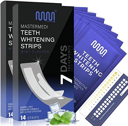 Ленти за белење на заби MasterMedi, не-чувствителна бела лента за белење на забите, брз резултат за белење на забите, помага при отстранување