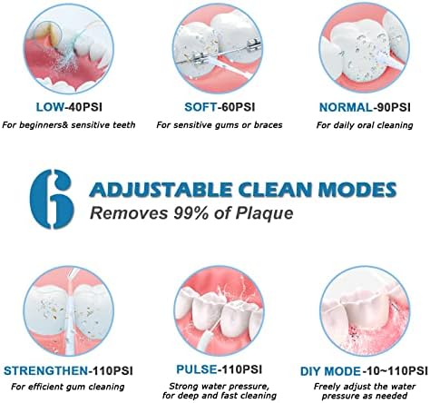 Вода Flosser и ултразвучна електрична четка за заби комбо + 4 Замена на четки за заби за заби, компатибилни со Anwiel