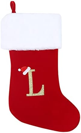 Божиќно обоено стакло монограм Божиќни чорапи за порибување класична персонализирана декорација за порибување за семејни сезони за