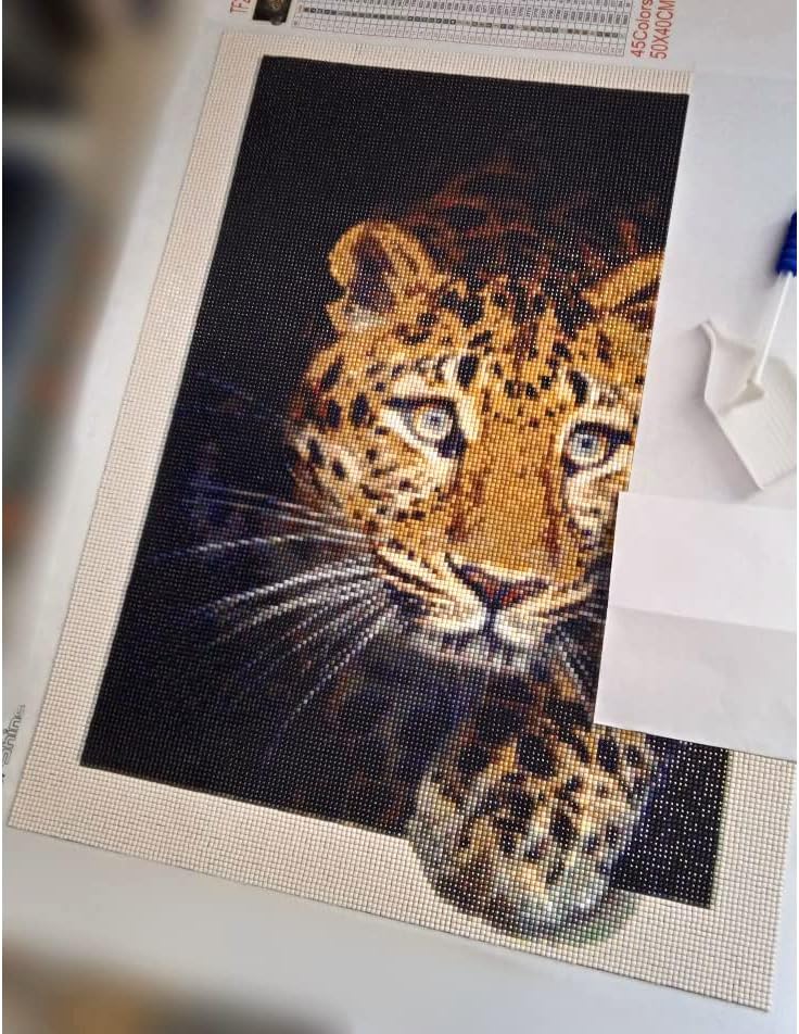 Дијамантски вез тигар мачка леопард слика ригинестонс мозаик дијамантски сликарство животни целосен квадратен декор за вежбање 1642 целосен