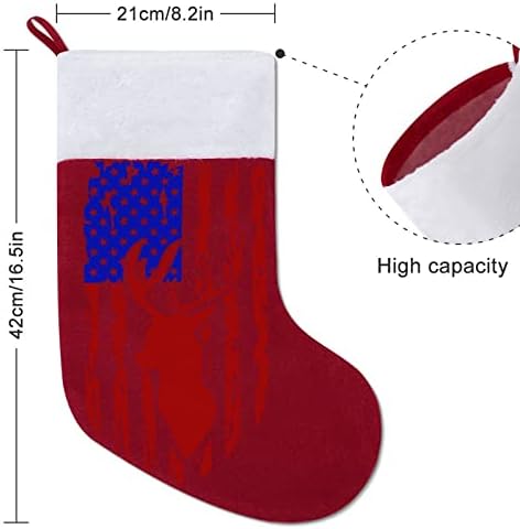 Вознемирено американско знаме лов на елени црвени Божиќни празници за домашни украси за Божиќно дрво камин виси чорапи
