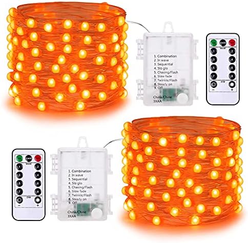 Brizlabs 240 LED светла за Ноќта на вештерките од портокал + 2 пакувања 50 LED портокалови Ноќта на вештерките самовила за самовила за забави