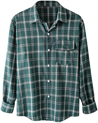 Машки кошули за машки синзелимин модни карирани карирани лесни јакни лапел со долги ракави, обични овци блузи врвови јакна за надворешна облека