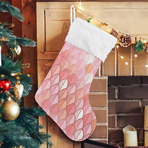 Божиќни чорапи корали црвена сирена риба шема шема бела плишана манжетна Мерцеризирана кадифена семејна празник персонализиран голем декорација