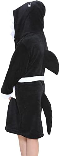 A2Z 4 деца Супер мека 3Д ајкула детали за животински детали за бањарка облекување наметка од руно качулка за пливање облека