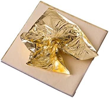 200 парчиња златни листови за листови Имитација златни сребрени листови од листови металик лист за позлатени занаети, уметност за