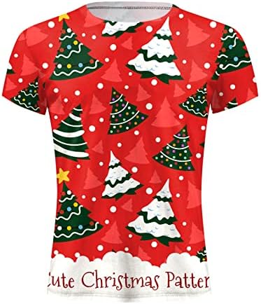 XXBR машки маици Божиќ Дедо Мраз за печатење на кратки ракави на кратки ракави на кратки ракави смешни Божиќни графички партии тенок вклопуваат