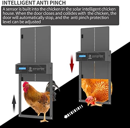 Thymix Automatic Picker Coop Electric Chicken Door Oter со тајмер, програмабилен сензор за светлина и програмабилен анти-пинч