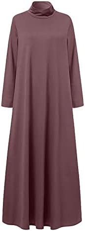 Фустан за девојки есен зима 2023 облека долга ракав желка врат памук макси преголем празник салон фустан Ид