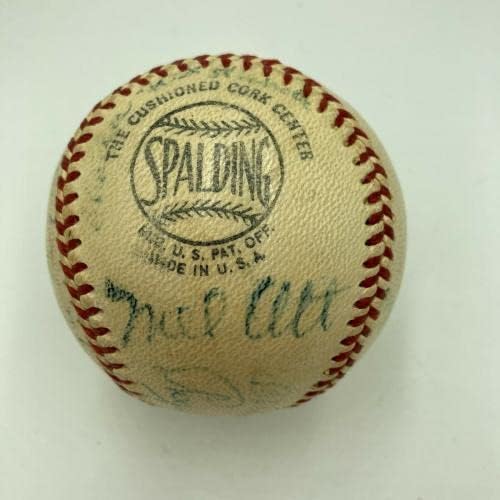 Kid Nichols Ty Cobb Jimmie Foxx Cy Young Tris звучник Хоф потпиша бејзбол ПСА - автограмирани бејзбол