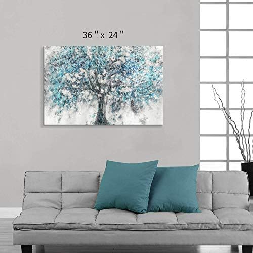 Апстрактно дрво платно wallидна уметност: слика за слика на сино дрво слика за спална соба
