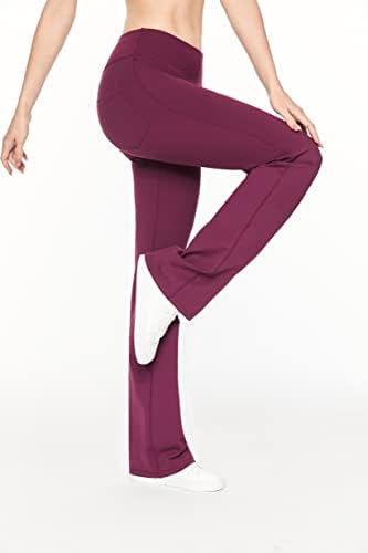 Панталони за јога за подигање Ехисели со џебови за жени хеланки со висок половината, жени кои работат панталони со разгорена подигање