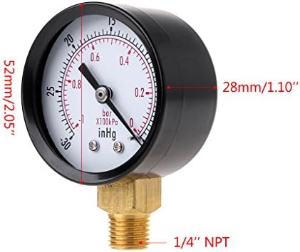keaiduoa вакуумски воздушен притисок мерач мини бирање мерач со двојно скала лента INHG 1/4 npt