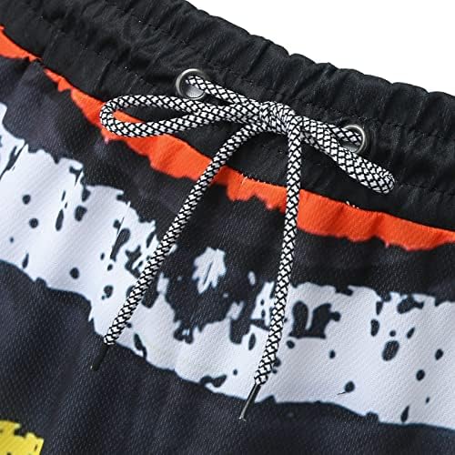 Mens Quick Shus Shim Fit Sharts Shorts 2 во 1 Шорцеви од плажа Еластична половината удобно печатење со ленти за пливање костуми