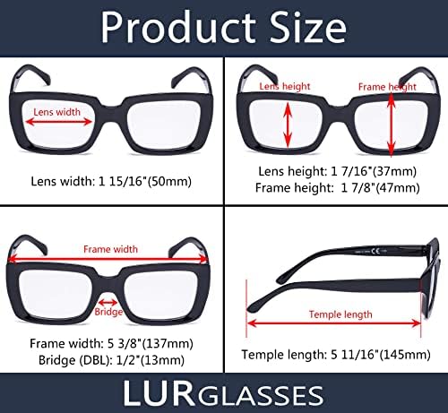 Читање очила 4 пакуваат дами стилски преголеми квадратни трендови поставувачи читатели за жени