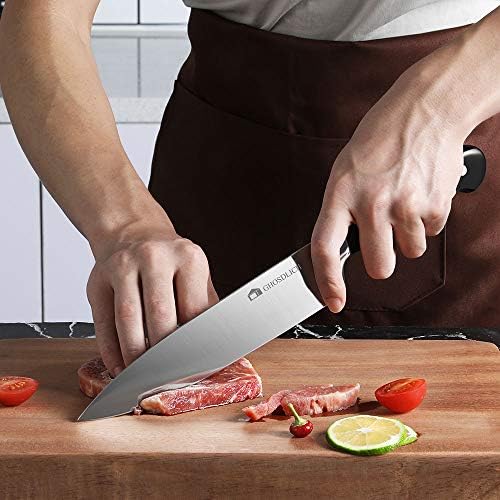 Ghosdlich 8 -инчен готвач нож остар кујнски нож германски не'рѓосувачки челик x50cr15mov, целосен танг класичен ресторан готвачи нож
