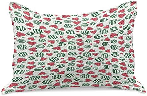 Амбесон од диња плетена ватенка перница, лето Loveубов со тематска шема со лубеници во форма и срцев облик, стандардна покривка за
