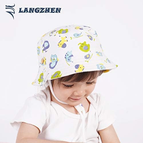 Капа за заштита на сонцето Лангзен за деца деца девојчиња широки лето лето игра капа за бебиња корпа капа со каиш од брадата