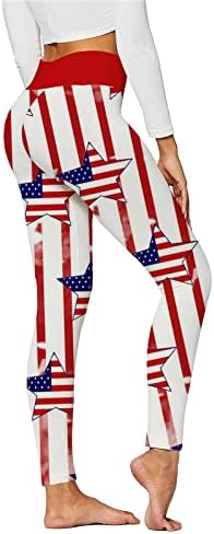 Американско знаме Патриотско нозење на женски стомаци Контрола на стомакот Ден на независност јога панталони се протегаат лесни атлетски еластични