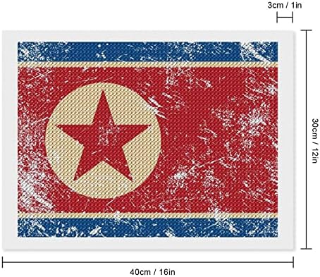 Северна Кореја Ретро знаме Дијамантски комплети за сликање 5Д DIY целосна вежба Rhinestone Arts Wallид декор за возрасни 12 x16