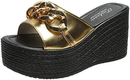 Сандали за жени облечени летни потпетици мода на отворено пети блок бучен потпетици папучи чевли шетаат чевли за пешачење