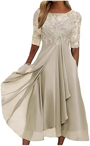Мајка на фустанот за невестата за свадба 1/2 ракави чипка аплицира високо ниско лажичка шифон за вратот формални вечерни фустани
