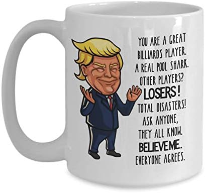 Билиард кригла Трамп подарок за билијард играчи роденденски подарок за базен играч чај чај кафе чаши замотани подароци за мажи и жени