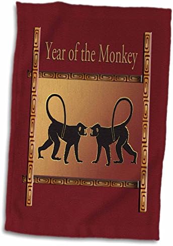 3drose два мајмуни со кои се соочува, среќна нова година, црвена, бакар, црни - крпи