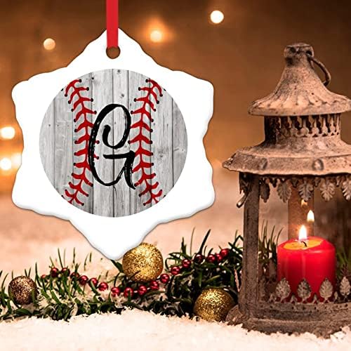 Подарок за спортски играч Божиќно дрво украс обичај монограм g бејзбол празник одржува керамички Божиќ украс Бејзбол играч подарок