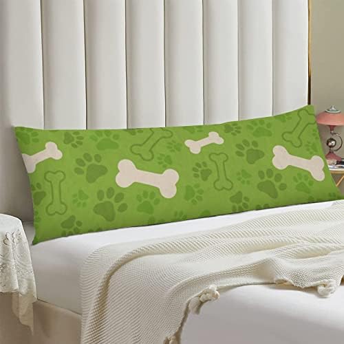 Перница за тело на линареи покрива 20x54 инчи зелена кучиња шепа по постелнина Декоративни големи перници за тело, коски на коски