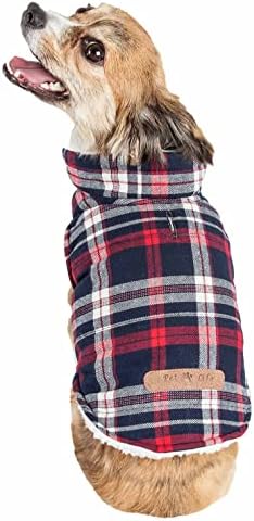 Класичен каид од кучиња од кучиња од ПЕДЕР ® 'Пудлер' - Изолирана карирана јакна за кучиња со реверзибилна обвивка за шерпа - Зимска