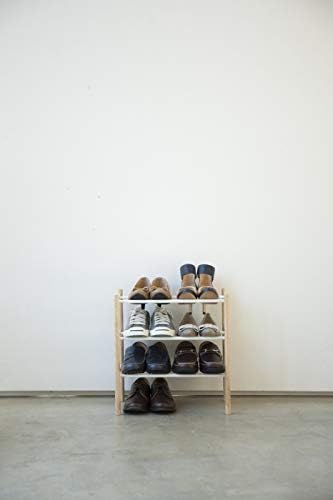 Јамазаки Домашна обична експанзибилна 3-тирачка решетка за чевли, бело,