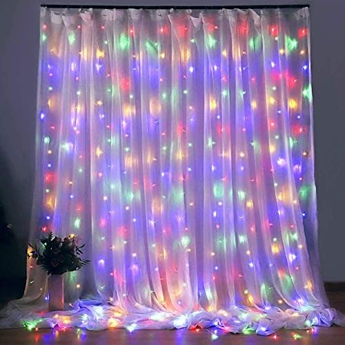 Ldgj завеса светла жица светлина Божиќна забава украси за спални соби 9,8 x 9,8ft, 8 режими, 300 LED свадба домашна градина