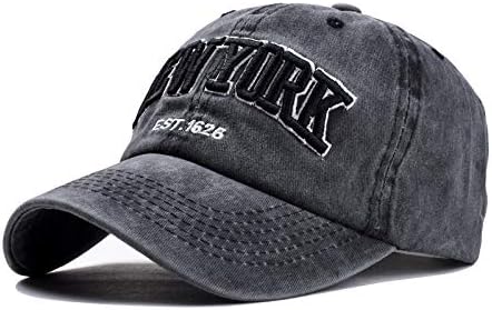 Capујорк памук Бејзбол капа, класичен гроздобер измиен тато капа прилагодлива летна капи за мажи за мажи