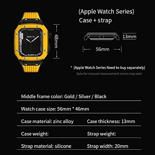 Wscebck Легура Часовник Случај Ремен за Apple Види Бенд Серија 8 7 6 5 4 SE 45mm 44mm 42mm Луксузни Метал Гума Нерѓосувачки Челик Часовник