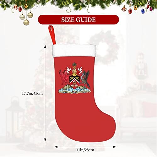 QG ZZX Божиќни чорапи со бела супер мека кафушка манжетна Национален амблем на Тринидад и Тобаго Божиќни чорапи Божиќни украси