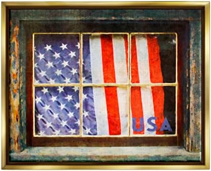 Supleple Industries Патриотско американско знаме рустикално прозорец празничен дом, дизајн од студиото на графити