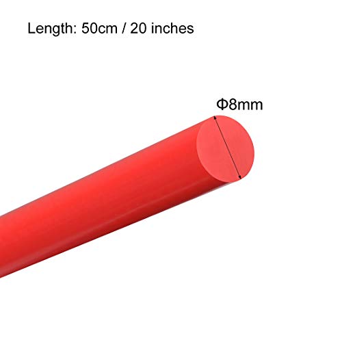Uxcell 2pcs пластична тркалезна шипка 5/16 инчи дијаа 20 инчен црвен полиоксиметиленски шипки Инженеринг пластични кружни шипки