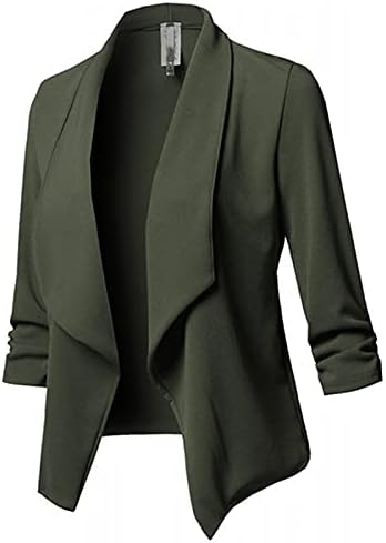 Јакна со качулка Fragarn за жени жени цврсти отворени предни кардиган со долг ракав, лежерна јакна палто