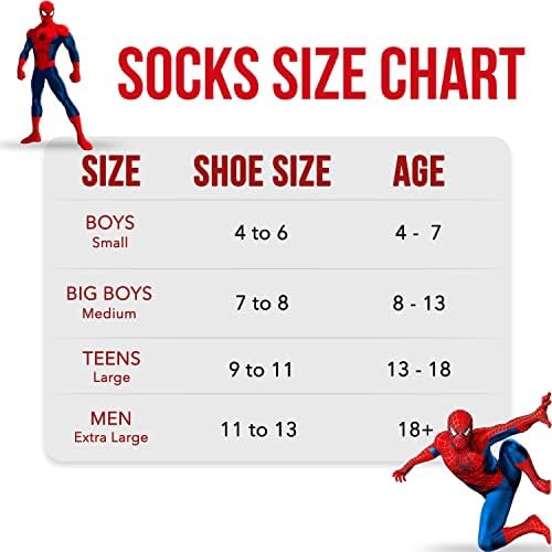 Марвел Спајдермен Чорапи за Момчиња &засилувач; Мажи, 6-Пакет Чорапи за Мажи &засилувач; Момчиња Чорапи, Машки Атлетски Чорапи,