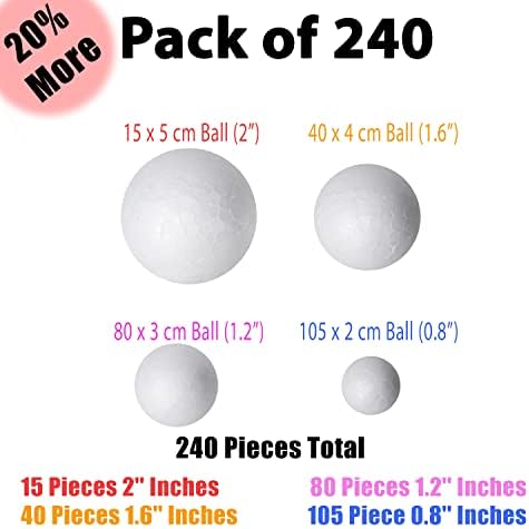240 пакувања топки од стиропор -топки од пена -топки -топки за занаетчиски топки -фја топки за уметност и занаетчиство, DIY занает