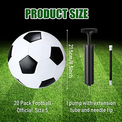 Jerify 20 пакет фудбалска топка за обука со големина 5 класична фудбалска топка со пумпа традиционален натпревар фудбал надуен топка класичен