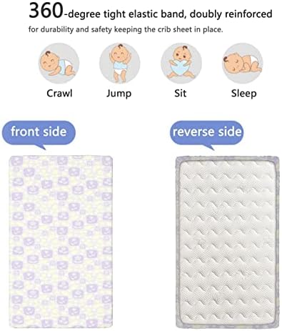 Пастел тематски вграден креветче за креветчиња, стандарден сад за креветчиња за креветчиња ултра мек материјал-бебе-лист за момчиња девојчиња,