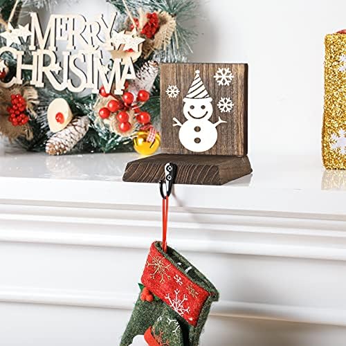 Божиќни држачи за порибување Божиќен дрвен wallиден монтиран знак за палто за порибување декор со тркалезни мебел за мебел за камин за