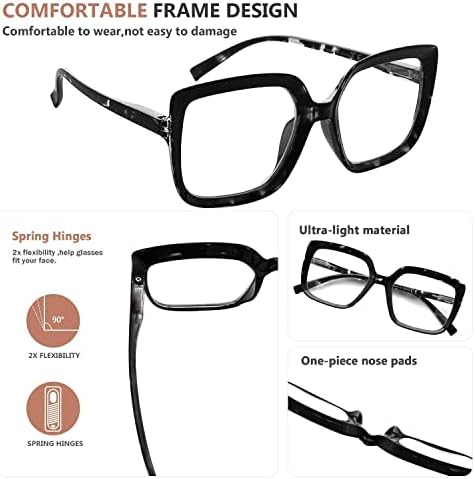 Очила За Читање очила За Жени 4-Спакувајте Големи Читачи На Рамки Очила преголеми +1.25