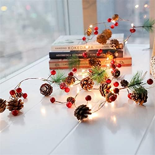 Shypt 2m 20 LED бакарна жица бор конус LED светло Божиќни украси за украс за домашно дрво