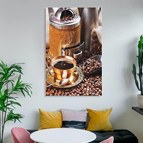 Кафе wallидна уметност, печатење со кафе, подароци за loversубители на кафе, кујнска уметност, канцелариски wallиден декорација,