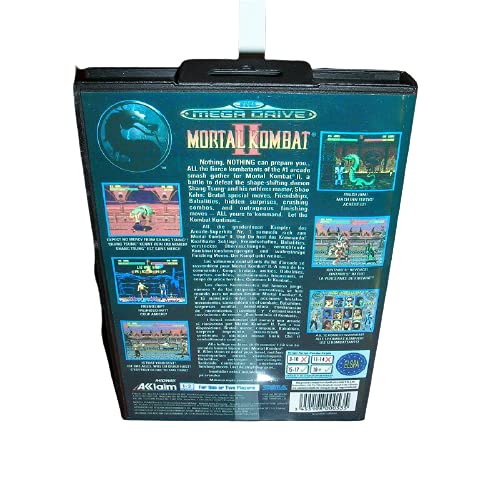 Адити Мортал Комбат 2 Корица на ЕУ со кутија и прирачник за Sega Megadrive Genesis Video Game Console 16 бит MD картичка