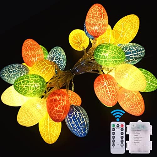 Oyоин 15,5 стапки Декорации на Велигден стринг светла, 30 LED Велигденски јајца батерија управувани со самовила светла, украс